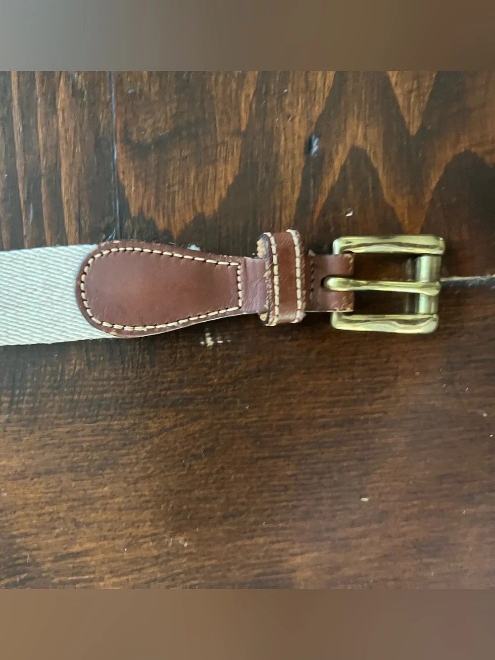 Dooney & Burke Fabric & Leather Women’s Belt Brass Buckle Sz. 34  Classic Summer